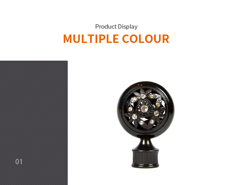 factory directly wholesale sliver bronze color 28mm metal diamond crystal curtain finials in curtain rod accessories