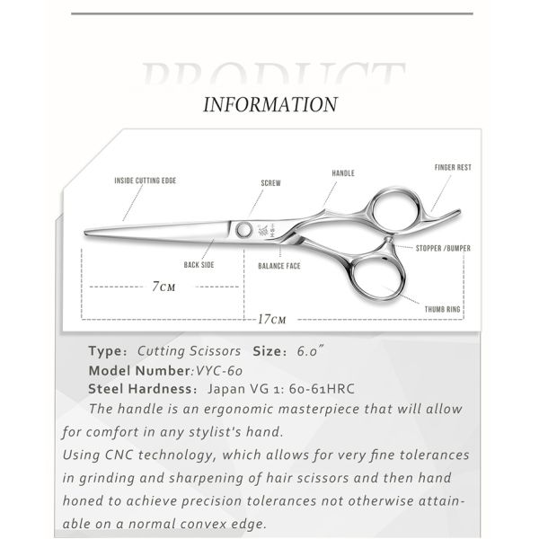 Smooth Japanese Steel Scissors , Stronge Stability Japanese Hairdressing Scissors