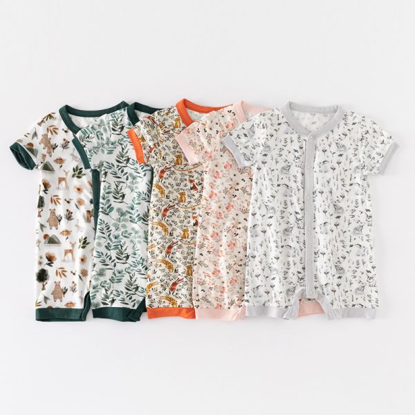 Baby Rompers Wholesale Fashion Romper Short Sleeve Baby Solid Bodysuit