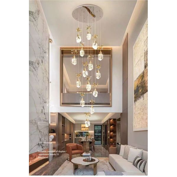 Snow Mountain Flower Shape Stair Lights For Loft Ceiling Staircase Branch Chandelier Lighting LED Pendant Lights Chandeliers