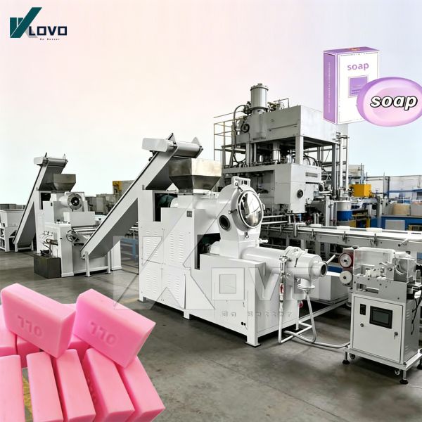 Automatic Soap Making Machine Laundry Toilet Soap Production Line With Mixer, Milling, Plodder, Stamping For Soap Business Factory