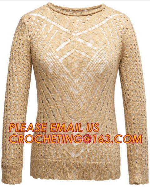Long Sleeve Casual Hollow Pointelle Knit Pullover Women Spring Sweater
