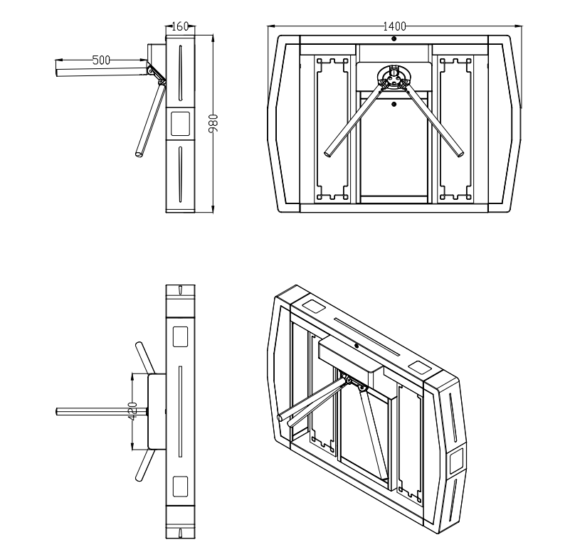 Zento OEM/ODM Tripod Turnstile Gate with RS485 Communication Customizable Design and Anti-Tailgating Sensors