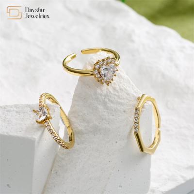 Ouro de Diamond Rings Adjustable 18k do coração do acoplamento do casamento dos homens das mulheres chapeado