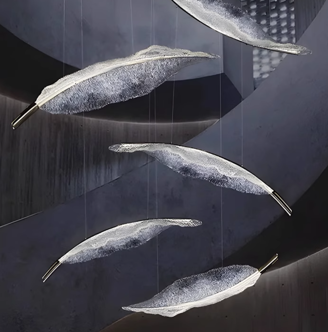 French modern minimalist luxury living room ceiling lamp high-end feather art high-end restaurant chandelier