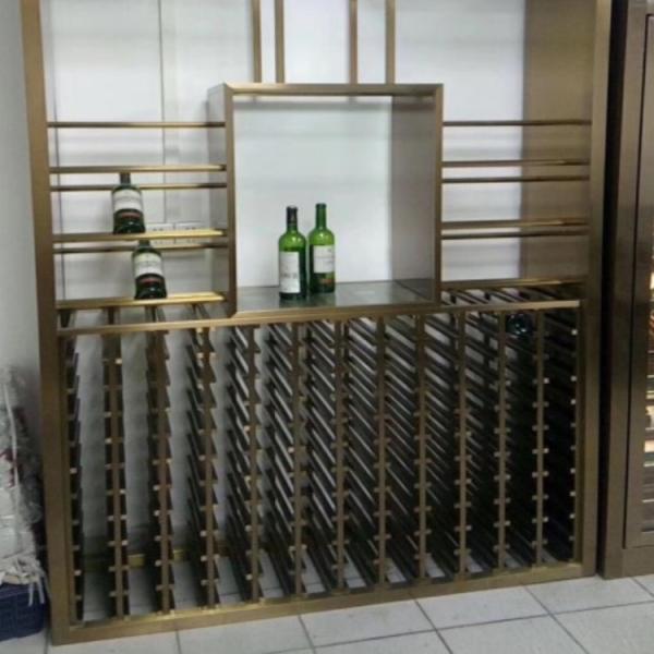 Champagne Gold Metal Wine Cabinet Stainless Wine Bottle Display Shelf