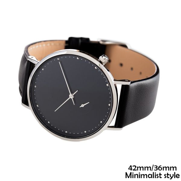 Round Mark Mens Wrist Watch Leather Bracelet , Leather Belt Watches