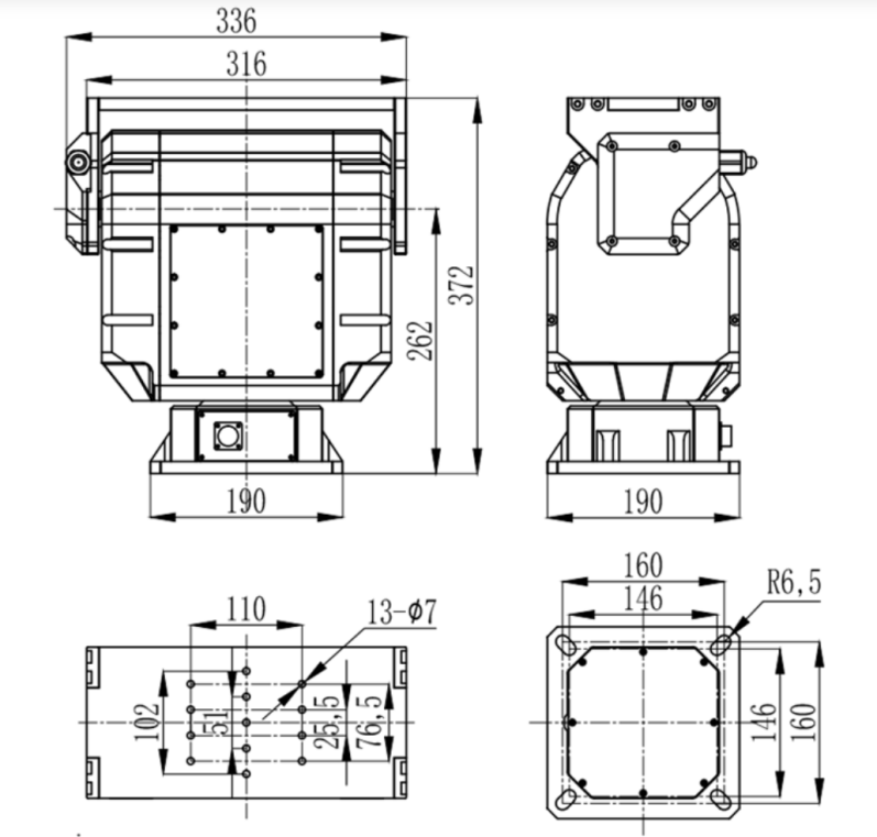 Heavy Duty Pan Tilt Units With 50kg Payload 360° Rotation IP66 Protection For Industrial Application