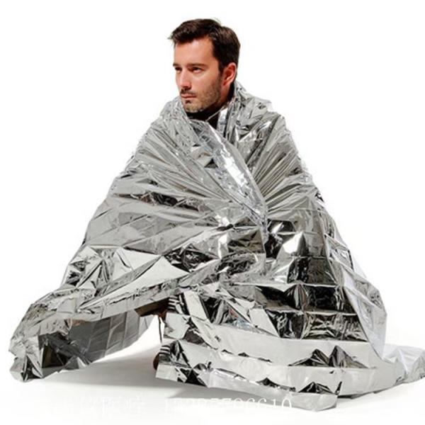 Emergência Prata Mylar Compacto térmico Coberturas impermeáveis para primeiros socorros Kit de desastres naturais Equipamento corpo de retenção