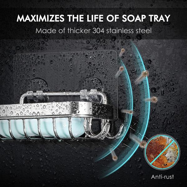 Wall Mounted Draining Soap Razor Saver Shower Wall Soap Dish Holder for Bathroom Tile