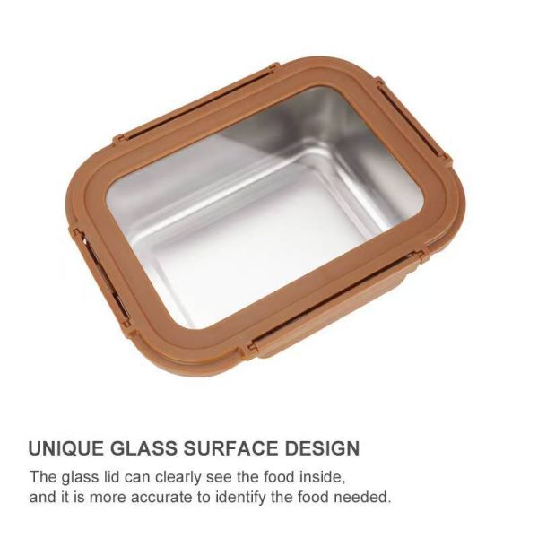 IKOO Stainless Steel Food Storage Container with Round/Square/Rectangular Shapes for Freshness Preservation and Airtight Seal