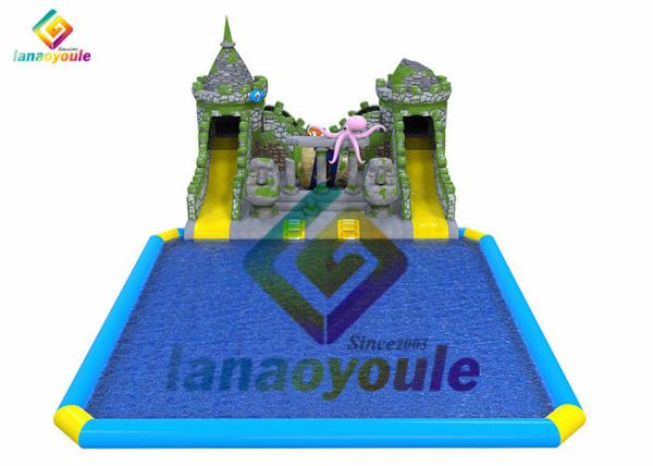 Amusement Kids Summer 0.55mm Inflatable Water Park With Pool Slide