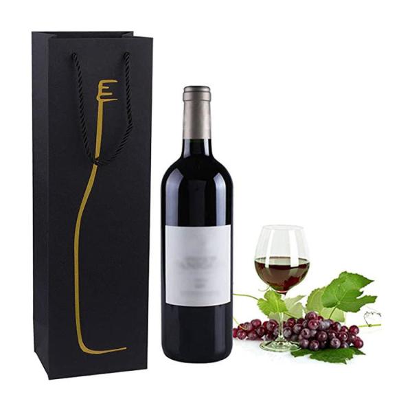 CMYK Glossy Kraft Paper Wine Bags Gift Wrapping Wine Bottle Bags Bulk