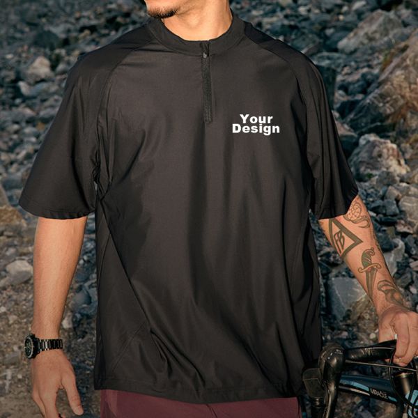 Men's Half Zip Raglan Cycling T-Shirt, Quick Dry Ice Feel Nylon Spandex Athletic Top, OEM Custom Logo & Private Label Service Available