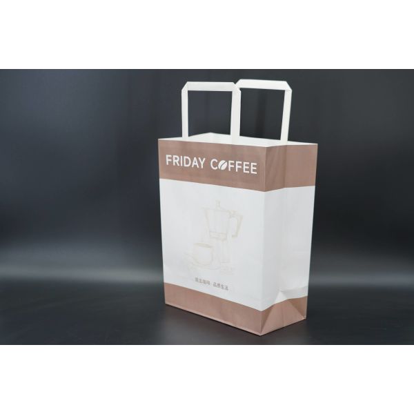 Safe Compostable Kraft Paper Bags Lightweight with Flat Rope Handle