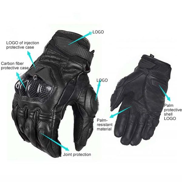 Windproof Black/White Custom Motorcycle Motorbike Race Riding Gloves for Motocross Race