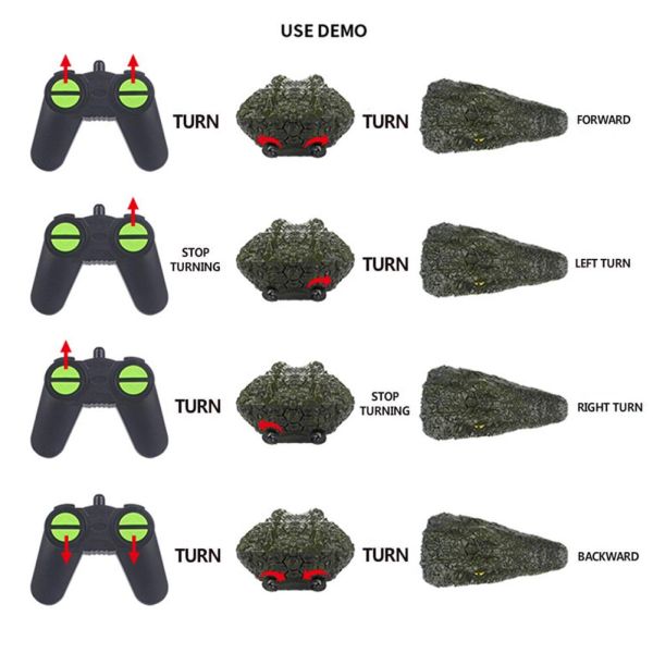 2.4ghz Controle remoto RC Simulação de barco RC Crocodilo cabeça Cor do exército