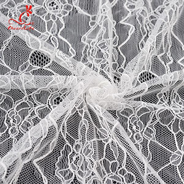 High quality White nylon lace fabric for long dress