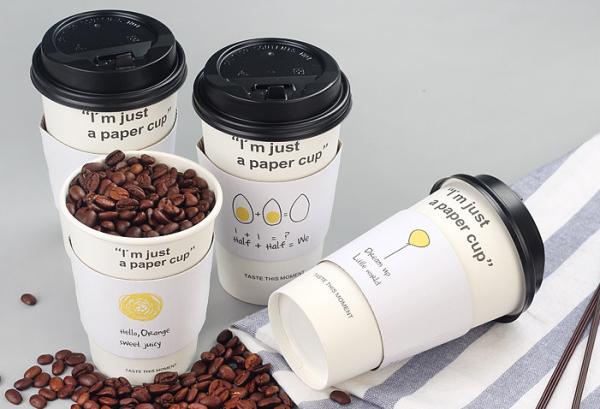 Single / Double Wall Paper Coffee Cup Sleeves , Personalized Coffee Sleeves Wedding
