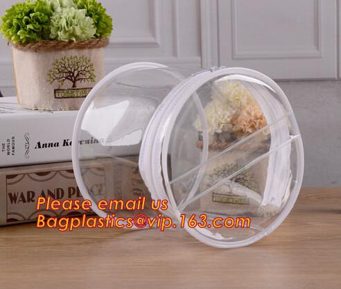 clear cylinder circular promotional storage pvc zipper closure cosmetic bags, barrel bags, cylinder packing vacuum cup p