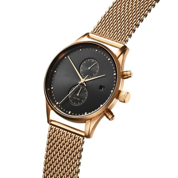 Brand logo sun grain dial gold plated stainless steel case custom watch face