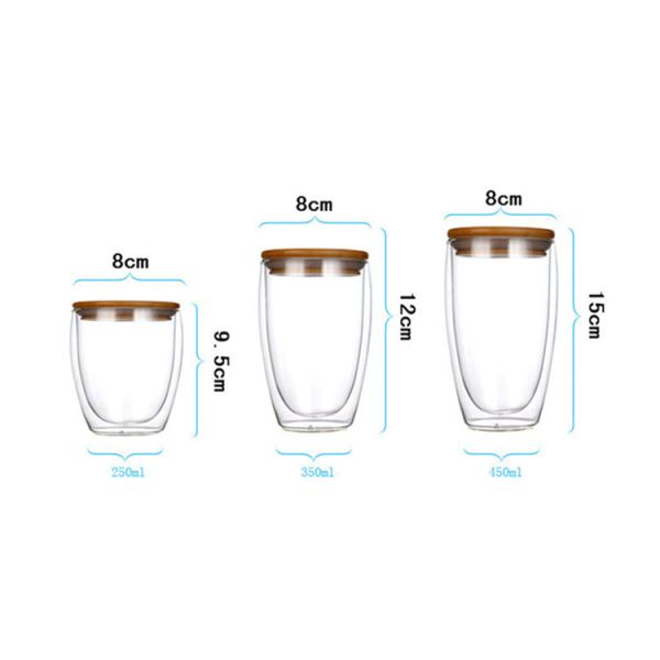 250/350/450ML Double Wall Heat Insulated High Borosilicate Coffee Glass Cup