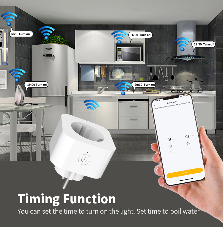 EU Smart Plug: Dual‑Band WiFi, Voice/App Control, Timer, 10A, 85‑240V