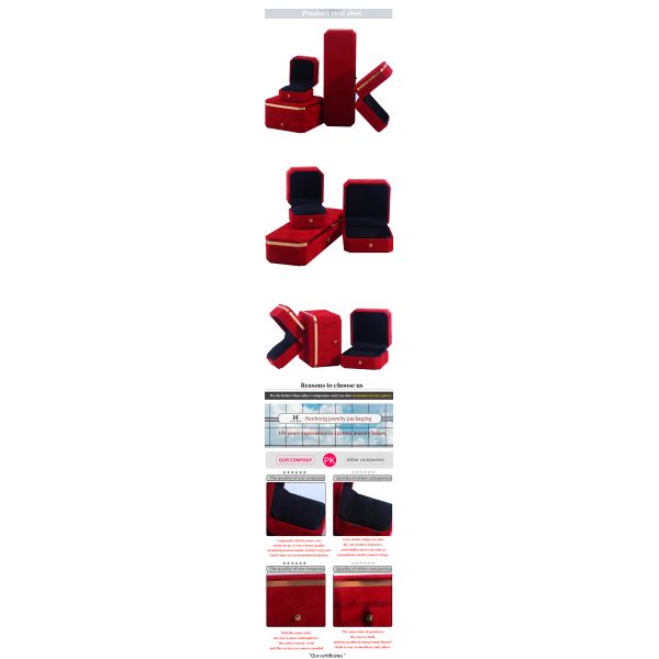 OEM ODM Handmade jewellery box Custom logo red Velvet Jewelry Box with Golden Edge