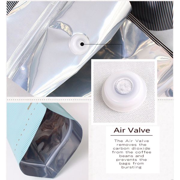 Алюминиевая фольга 125g стоит вверх кофейное зерно мешок кладет в мешки с клапаном