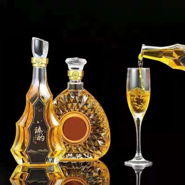 Screen Printing Round 500ml Frosted Glass Bottle for Spirit Champagne Beverage Tequila