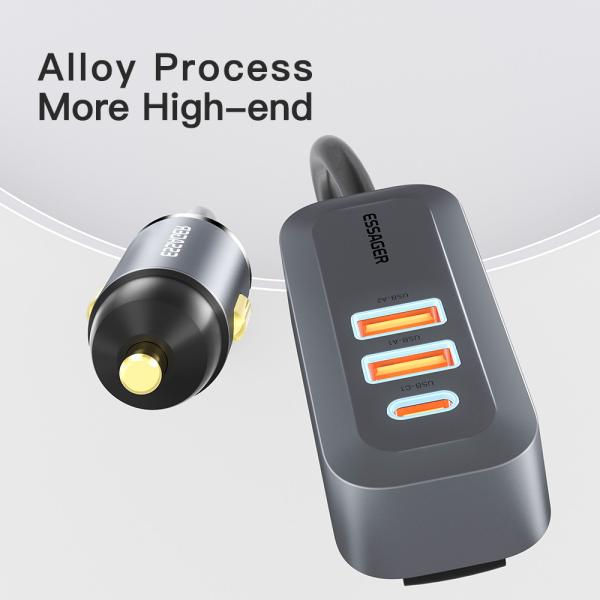 Essager Car Charger 1.5m Extension Cable 2C2A 100W Car Charger For Huawei Xiaomi Mobile Phone