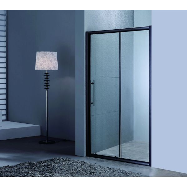 Sliding Shower Doors 120*190cm Size 5/6mm Tempered Glass Aluminium Black Frame