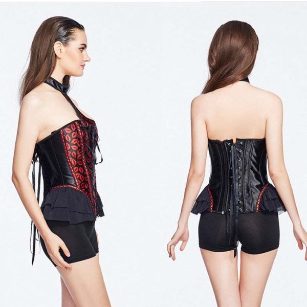 Bustier платья Bustier Halter полиэстера s красные и черные и корсет