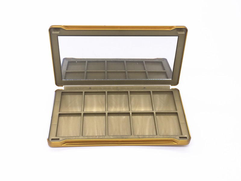 200x105x18mm Large Rectangle Metal Gift Cosmetic Skin Care Gift Tin Box With Mirror 9 Frames
