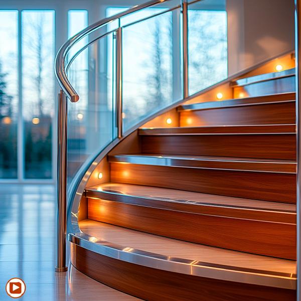 Manettes en acier inoxydable élégantes avec revêtement PVD pour clôtures et balustrades en verre