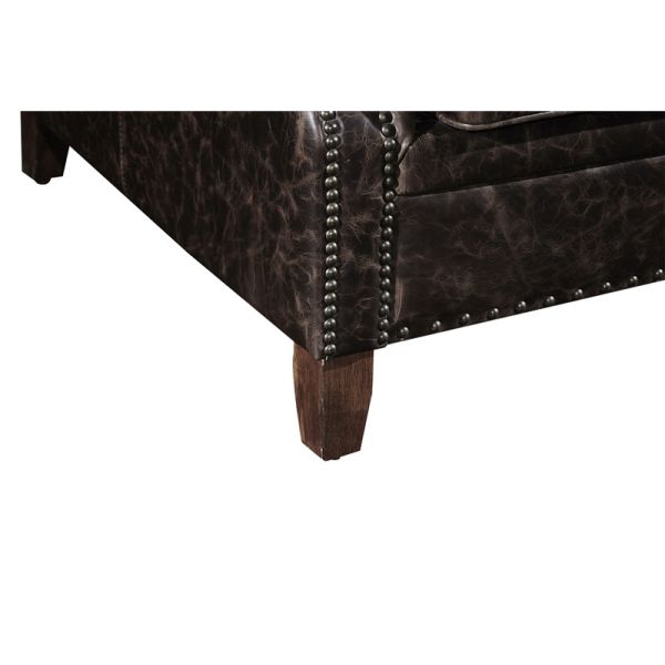 Industrial Loft High Back OX Leather Armchair With Solid Hardwood Frame