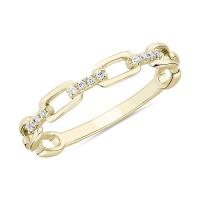 moda Ring For Women del vínculo de 9K Rose Gold With Silver Diamond