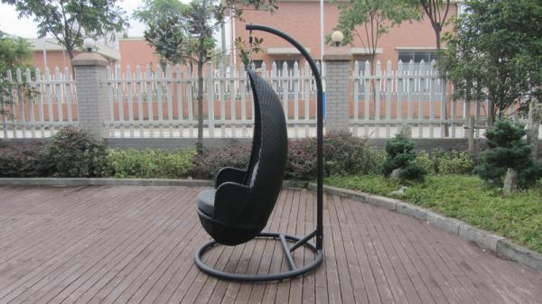 Aluminum Frame And Black Rattan Swing Chair For Outdoor Garden