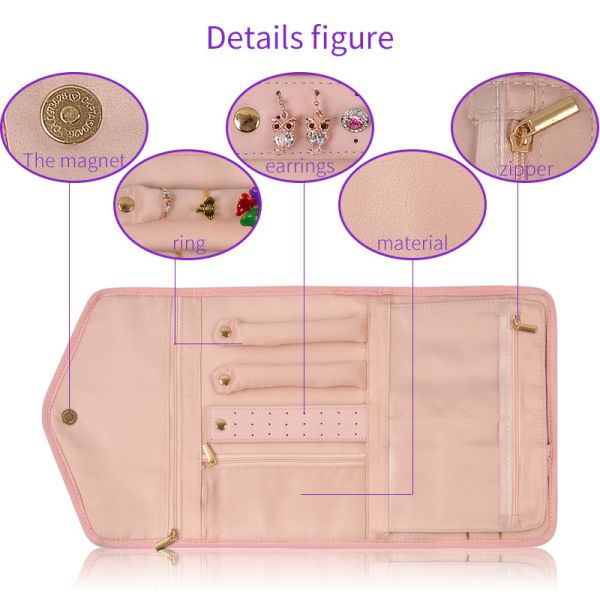 Hanging Earring Jewelry Travel Case Organizer Bag Portable Roll Up 23x15x1.5cm