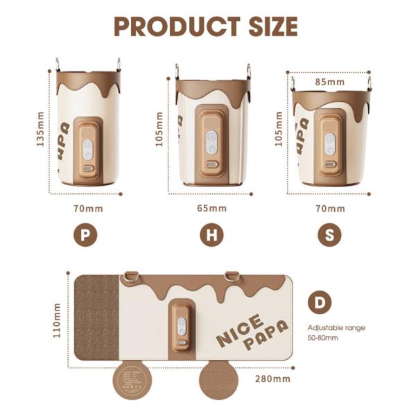 PU leather Electric Baby travel milk warmer Quick Temperature Heating Sleeve Cover 18w