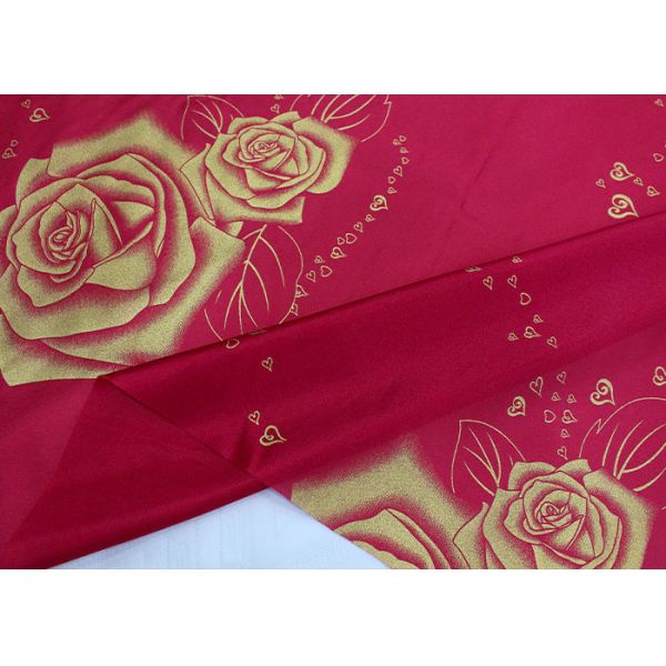 100% polyester warp knitted printed gold powder large rose mattress fabric