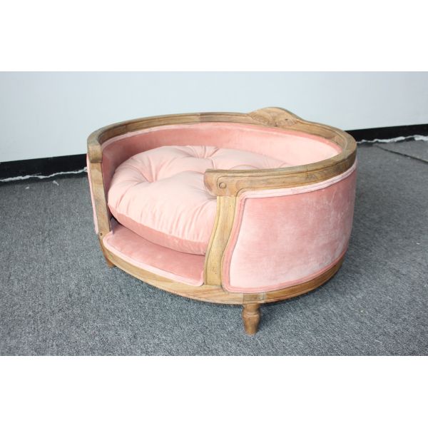 Nice design furniture for dogs oak wood frame dog house good cushion with velvet fabric dog house