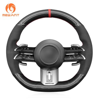 20*15*7cm Hand Stitching Carbon Suede Steering Wheel Cover for Mercedes Benz C-Class W206 E-Class W213 2021 AMG