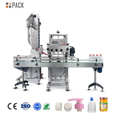 Máquina de vedação de tampa de garrafa de vidro / frasco de controle PLC para cosméticos linear de alta velocidade