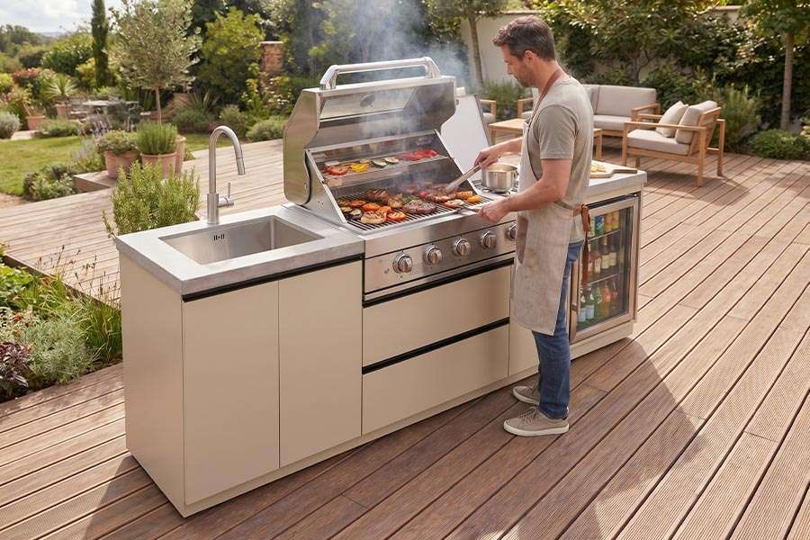 Contemporary Aluminum outdoor bbq grill island with Integrated Utility Modules