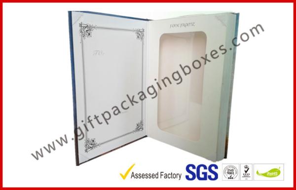 Customized Book Shape Rigid Gift Boxes , CMYK Printed Rigid Gift Boxes with Clear PVC Window