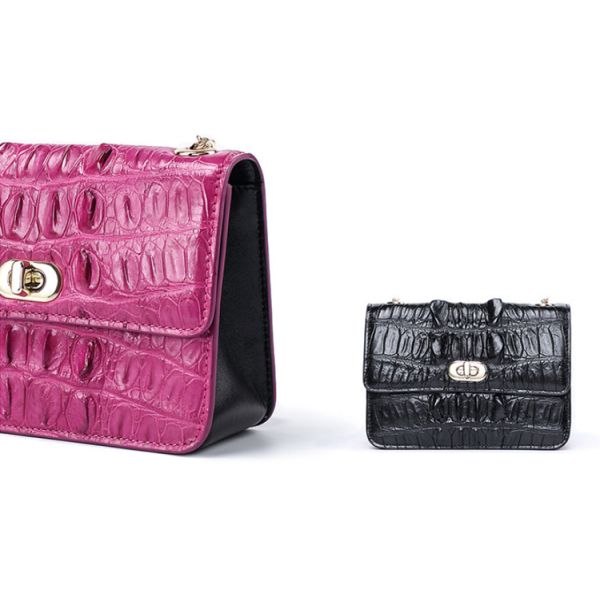 Fashion crocodile skull leather bag for women with one shoulder slung chain small square bag
