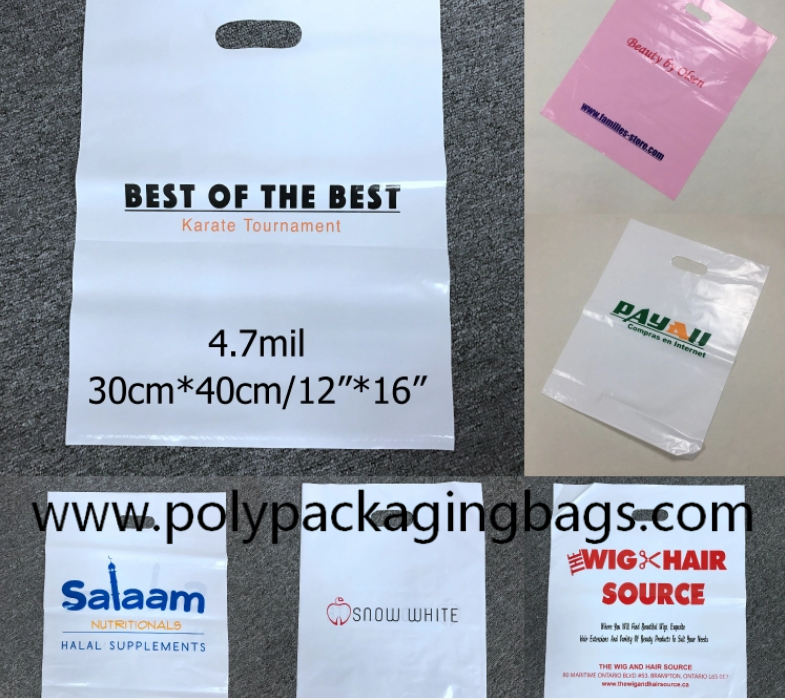 80 Micron Embossing CPE Plastic Die Cut Handle Bags