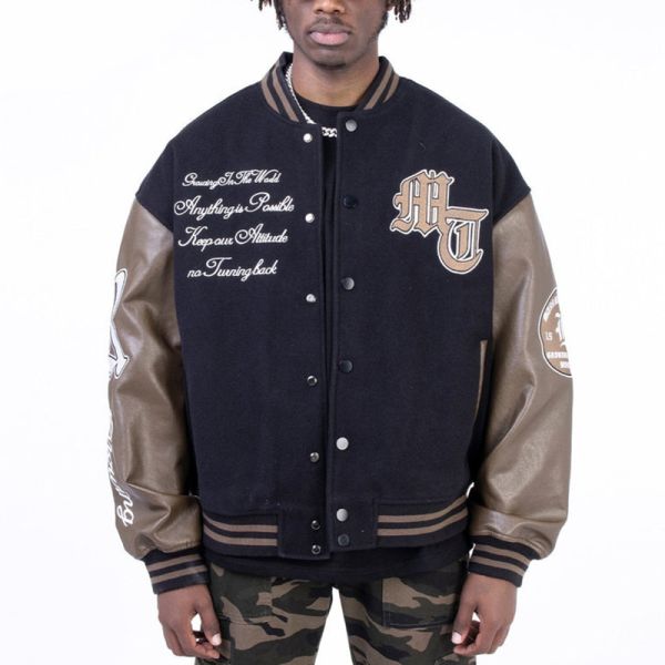 Fabricants de vêtements Vêtement universitaire personnalisé Vintage Jacket Homme Vêtements de rue Université Toile Broderie Vêtement de fourrure Vêtement bombardier surdimensionné