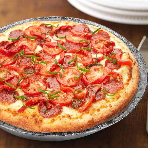 Круглые пиццерии из алюминиевой фольги, кастрюли / подносы с пластиковой крышкой / фольгой / бумажной крышкой